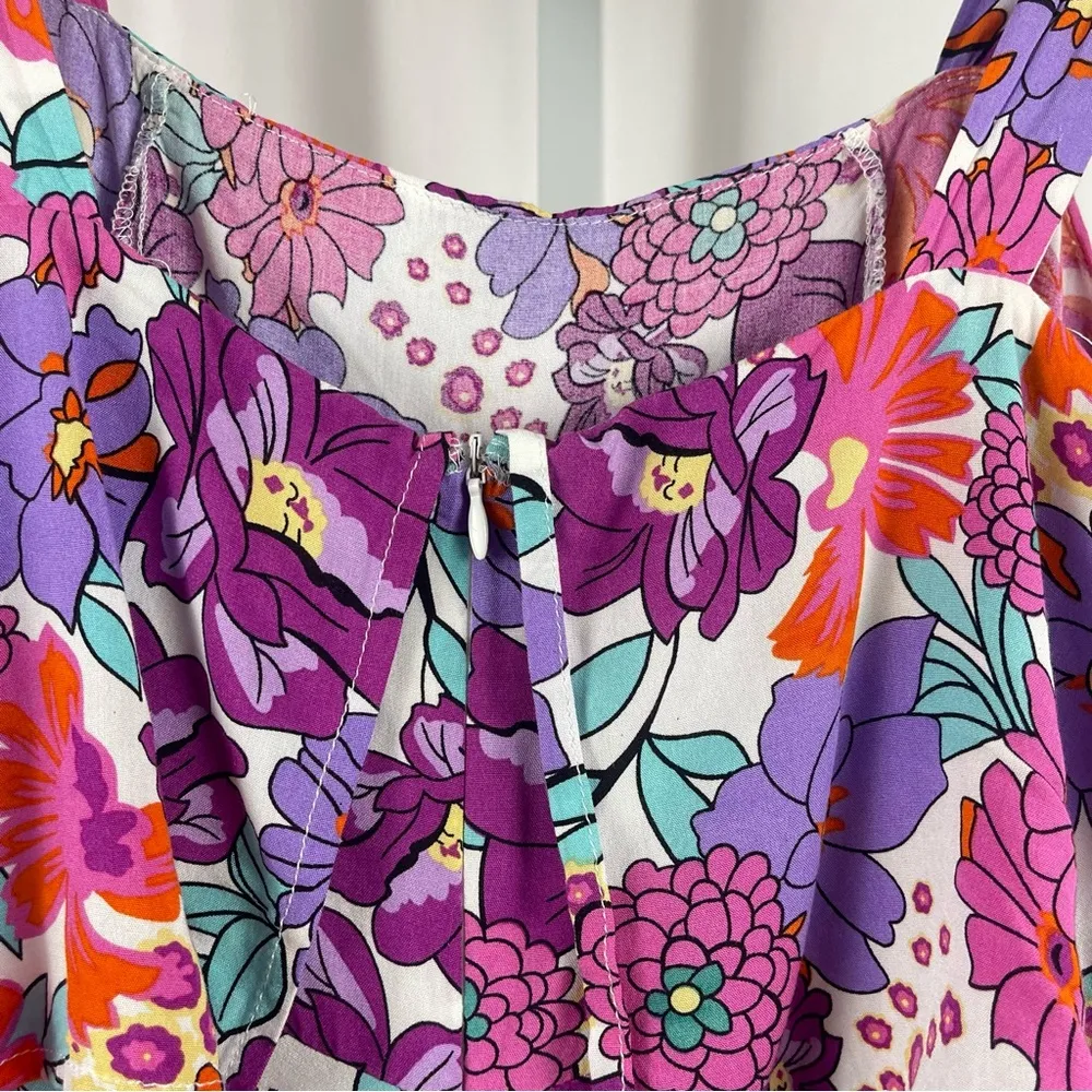 SheIn Large Floral Boho Retro Jumpsuit Spring Summer Flowy Wide Leg Hippie - Image 4