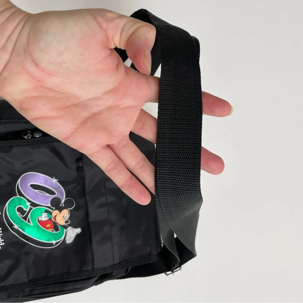 Walt Disney World Crossbody Bag Mickey Mouse Metallic Graphic Logo Black 2009 - Image 5