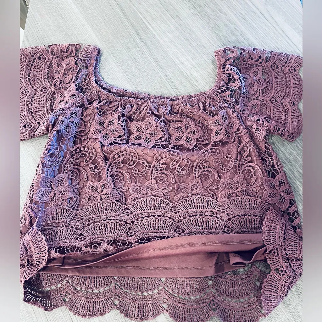 Haute Mode Modern Lace Off Shoulder Top Size L Pink Size L - Image 4