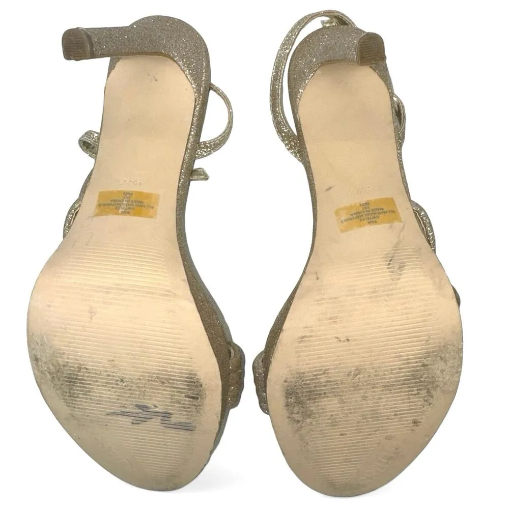 Guess Gold Glitter Strappy Stilettos Telez Heels women sz 9.5 - Image 5