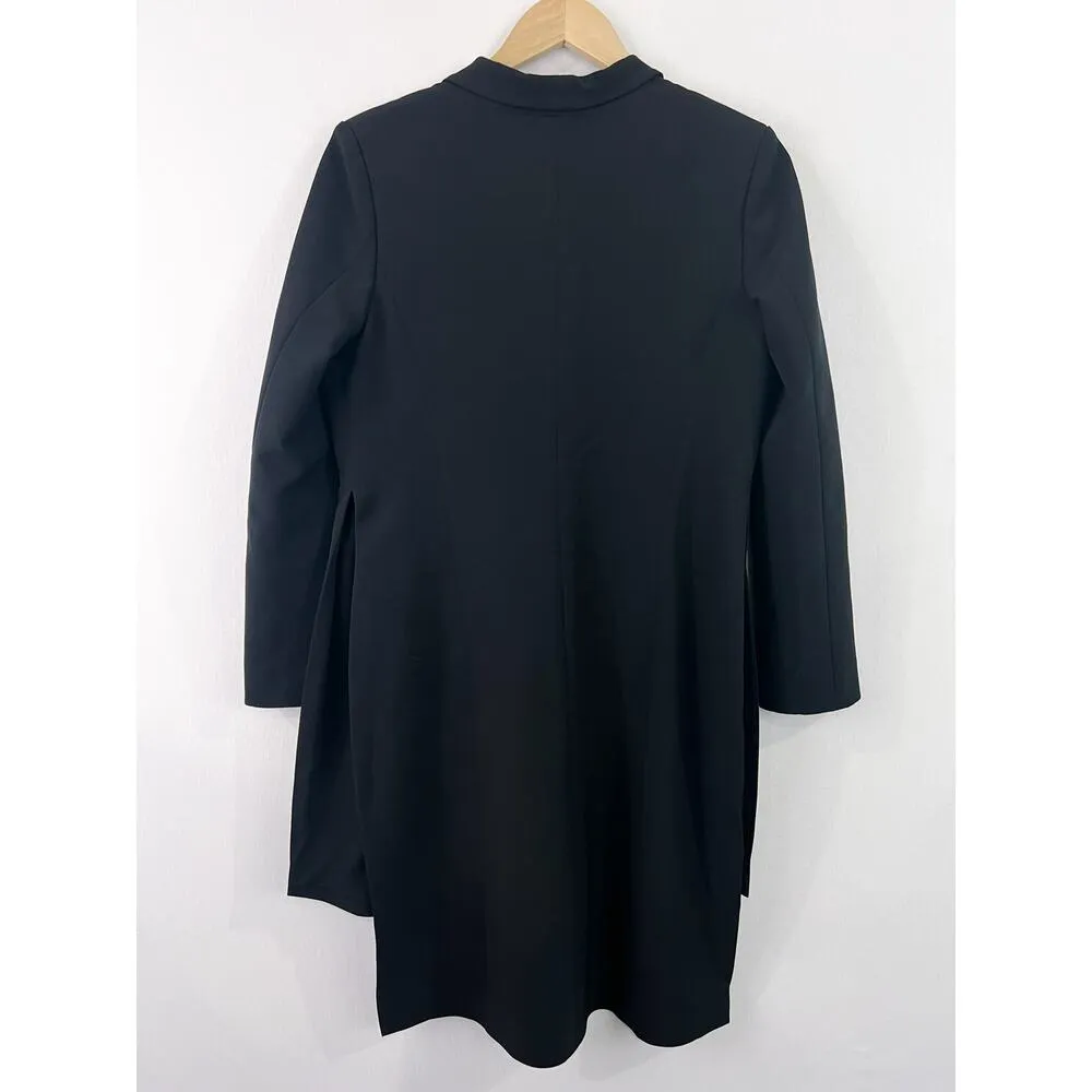 Vintage Women Black Blazer Trench Coat Medium Valenciani Single Button Side Slit - Image 5