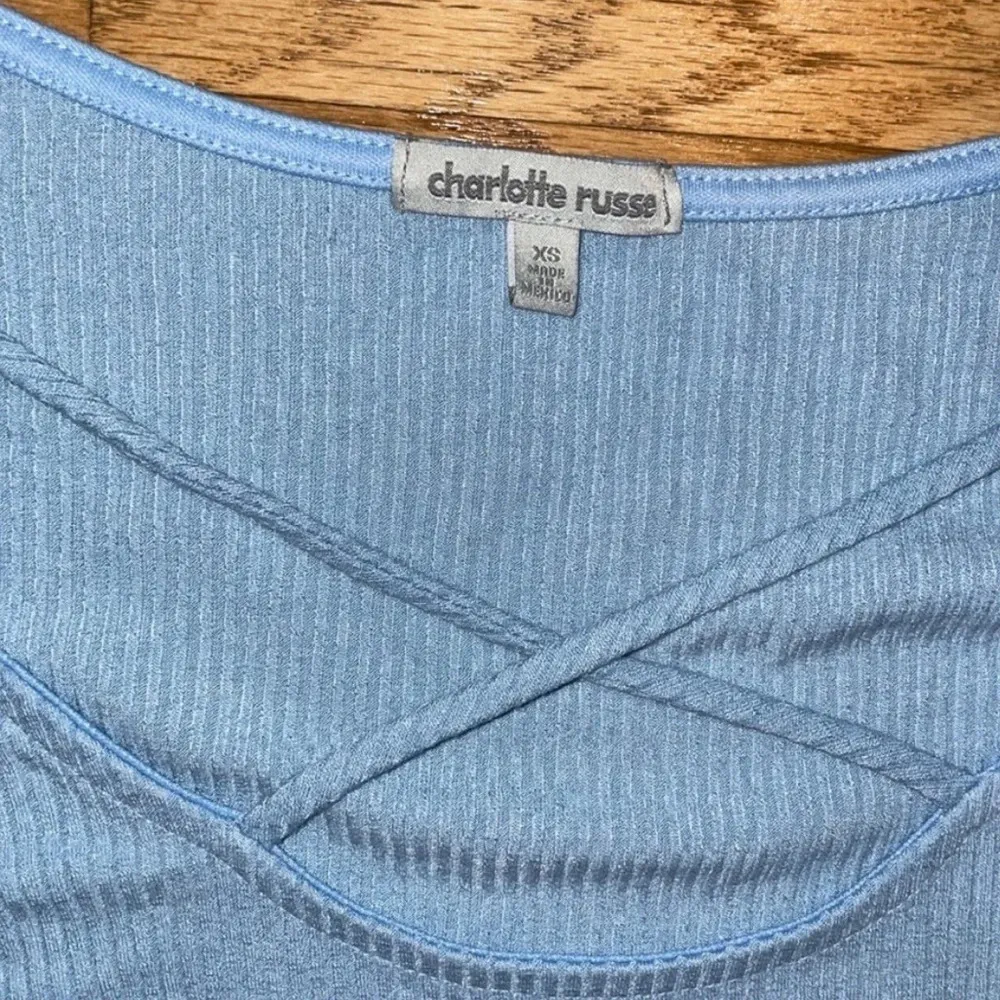 Charolette Russe Blue Crop Top With Lace Size Small - Image 2