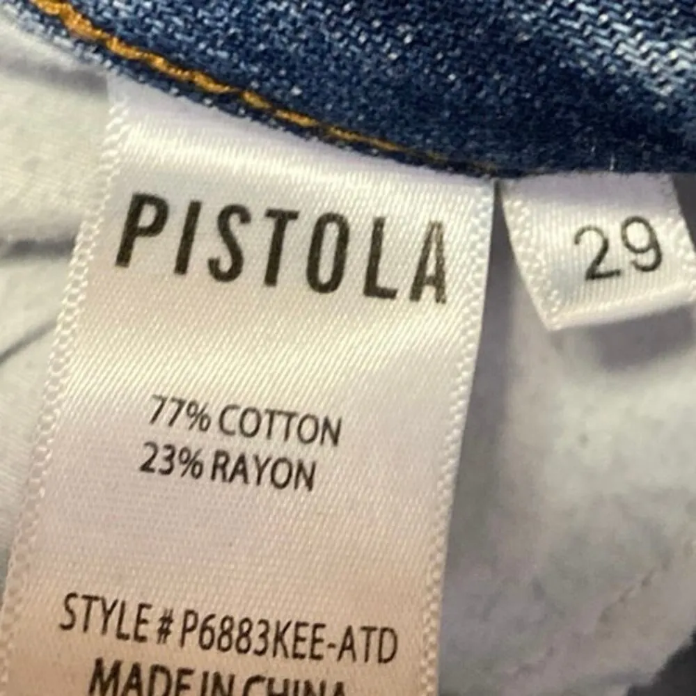 Pistola Women's Blue High Rise Distressed Straight Wide Leg Denim Jeans Pants 29 - Image 5