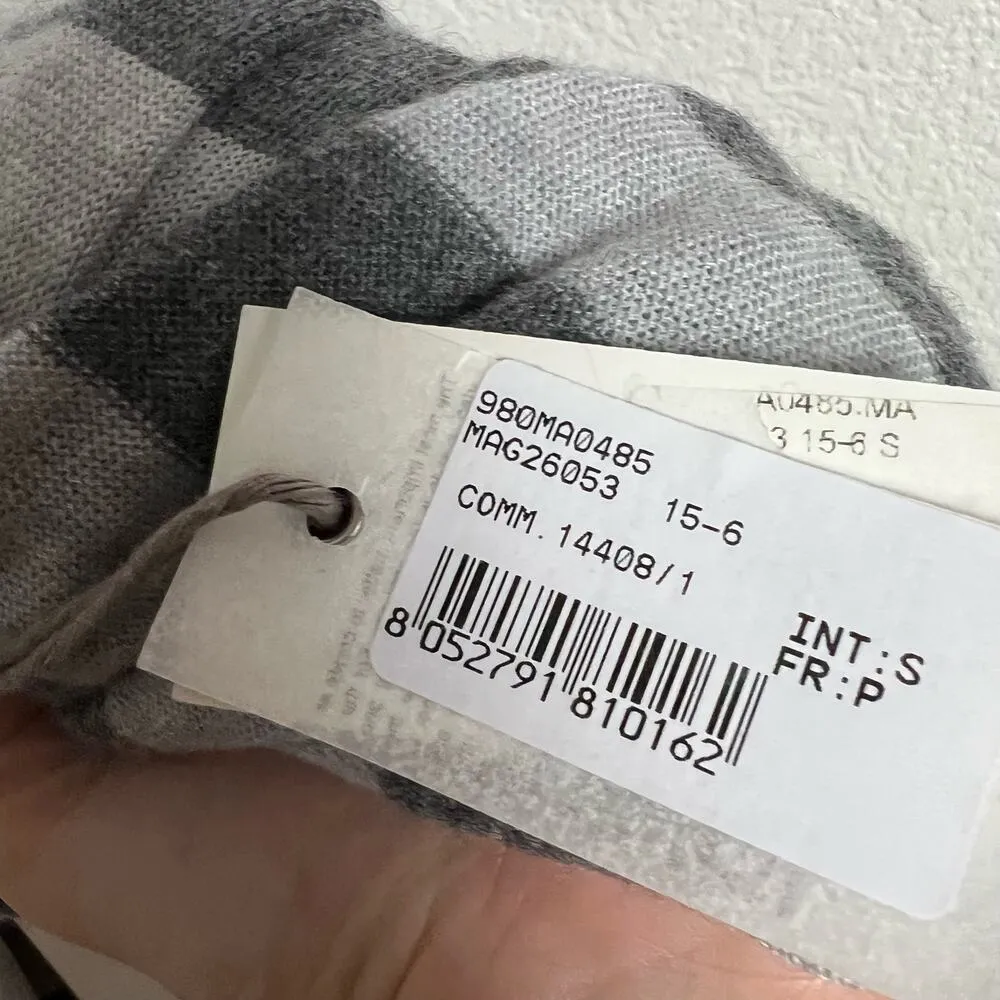 Eleventy Italian Cashmere Gray Striped Hoodie Pullover Sweater Size Small - Image 4