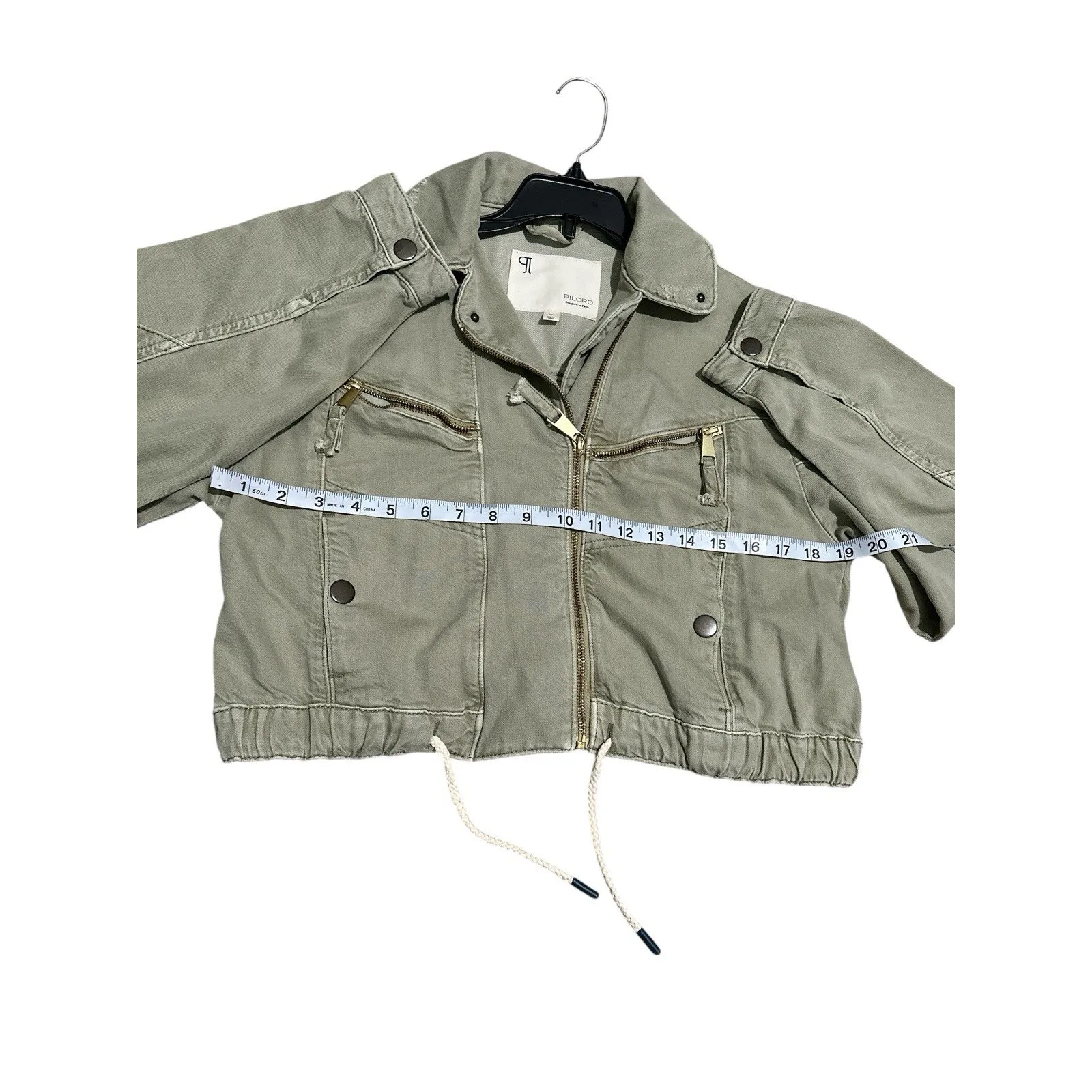 Anthropologie Pilcro Size XXS Tidal Moto Utility Jacket Top Long Sleeve Moss - Image 10