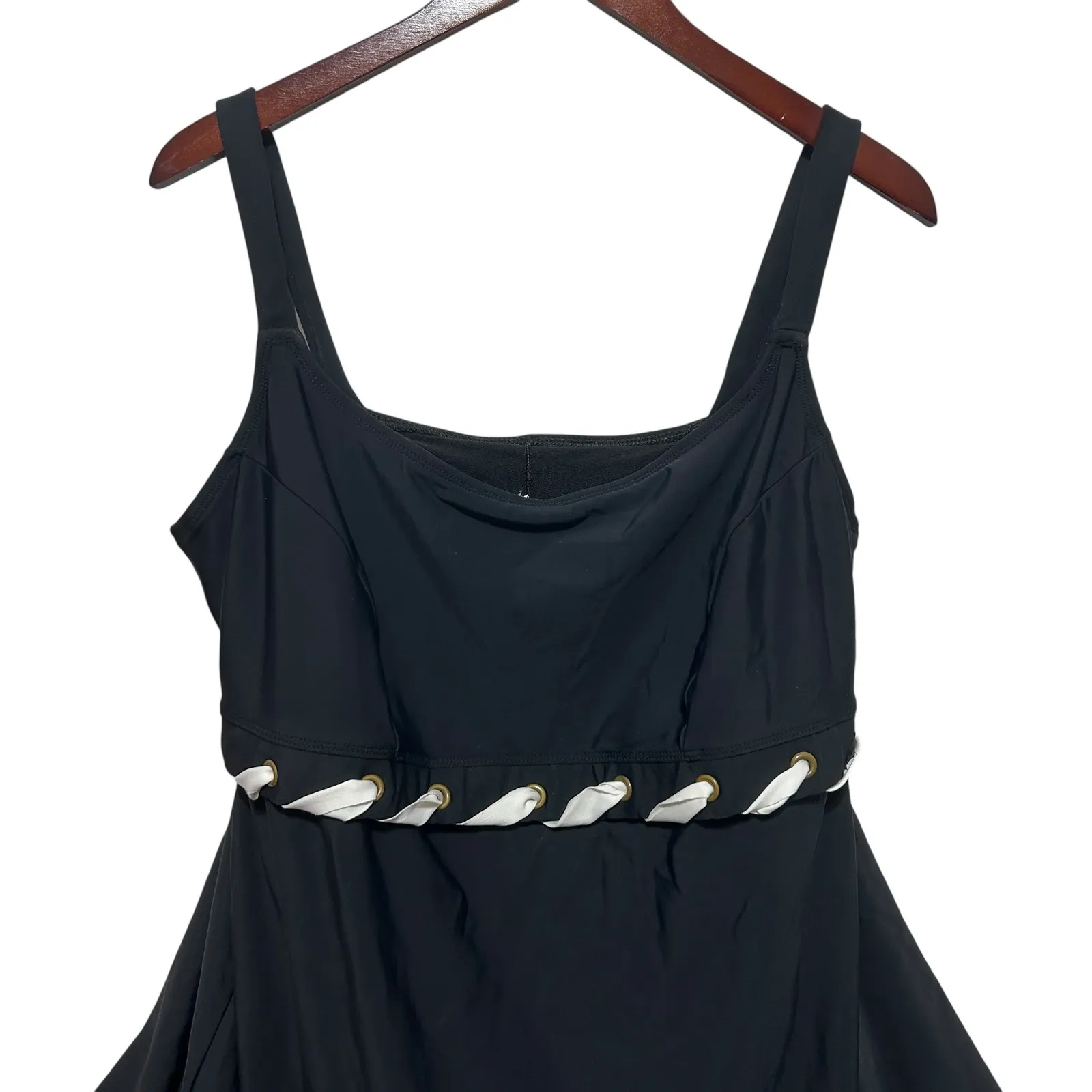 Delta‎ Burke Swimdress One Piece Skirted Bathing Suit 22/24W Black Retro Pin Up Size 22W - Image 3