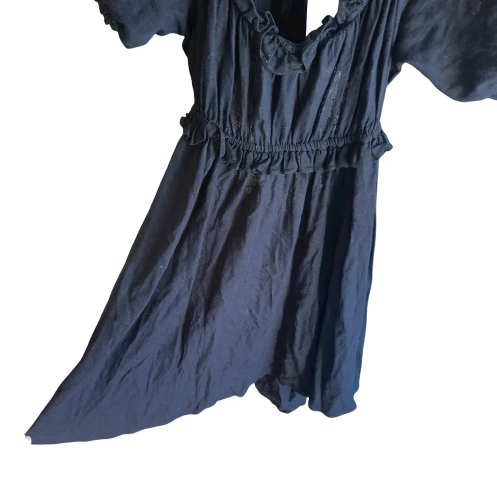 MISA Los Angeles Ara Dress Black Linen Blend Puff Sleeve Open Back Size M - Image 10