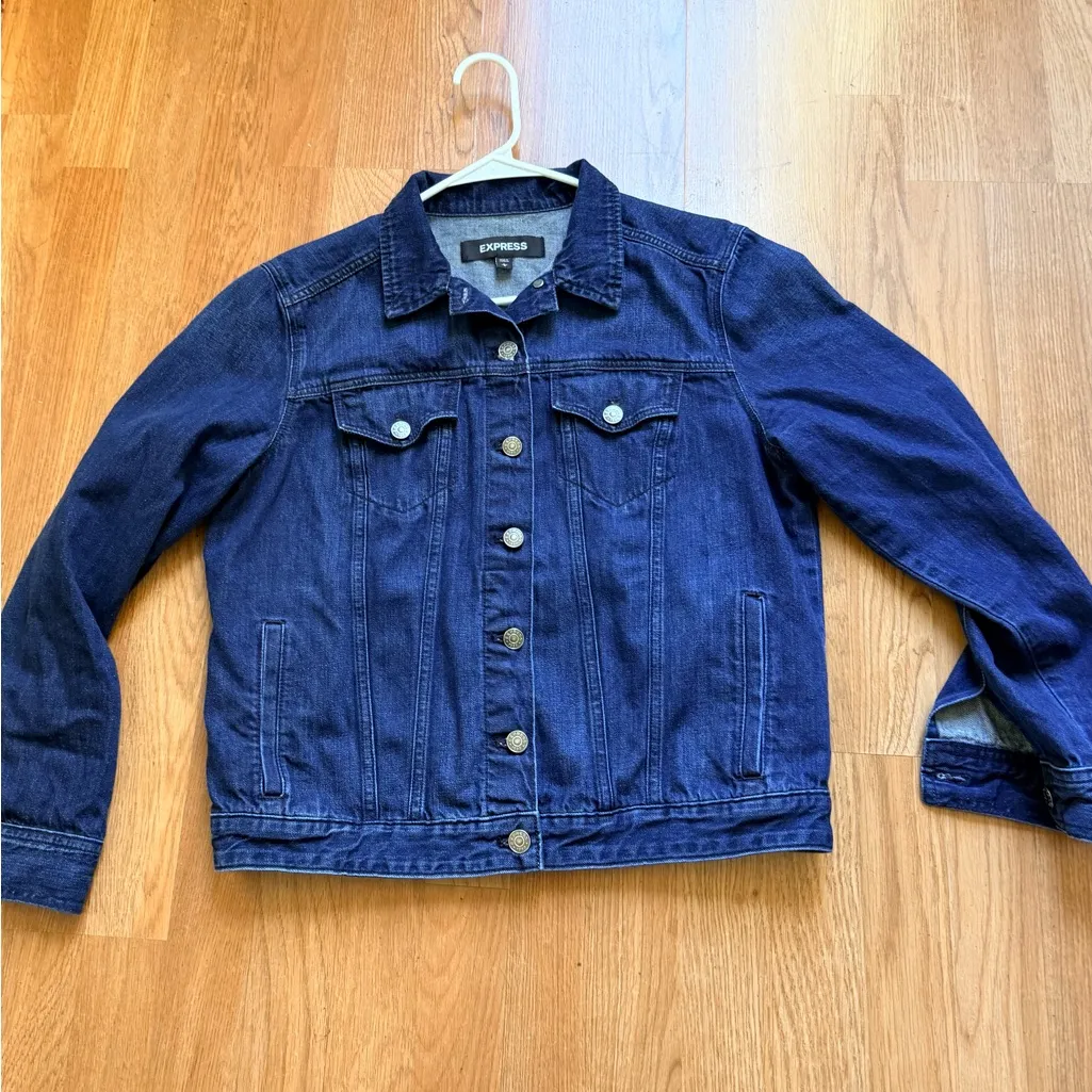 Express Women's Dark Blue Jean Jacket - Image 10