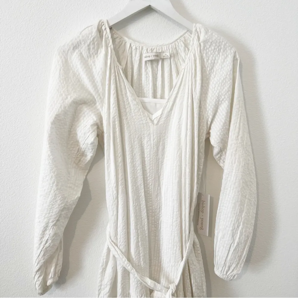 Bishop + Young Boho Belted Maxi Dress White Long Sleeve Tiered Size XS NWT - Image 7