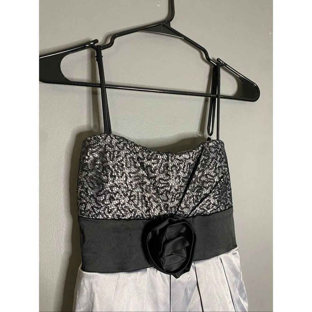 Speechless Black Silver Bow Spaghetti Strap Formal Dress Size 5 - Image 3