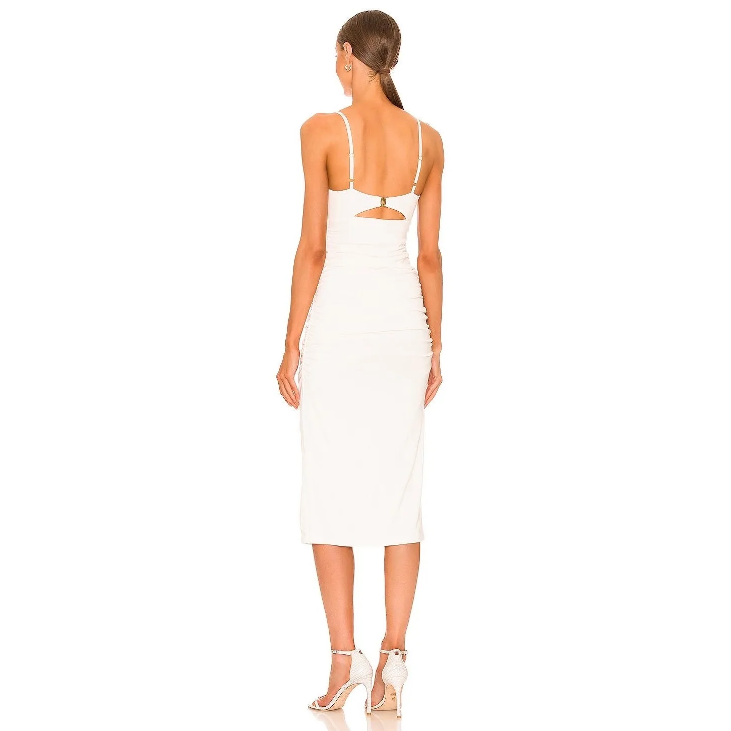 JONATHAN SIMKHAI Iris Jersey Underwire‎ Cutout Midi Dress Size Small White - Image 4