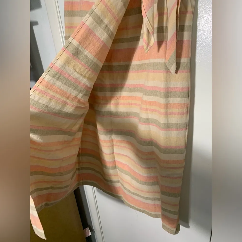 Talbots vintage striped linen wrap, maxi skirt. pink orange, green yellow 14 - Image 7