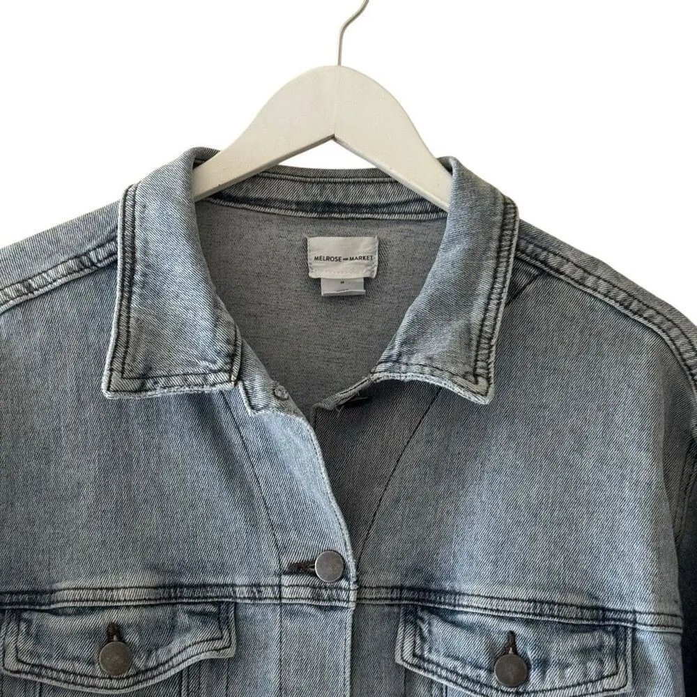 Melrose and Market Denim Jean Jacket Womens Light Blue Button Closure SZ M - Image 2