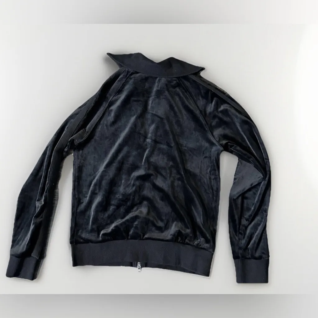 Pam & Gela Womens Velour  Mock Neck Jacket Black S Athleisure Sporty Chic NWT - Image 4