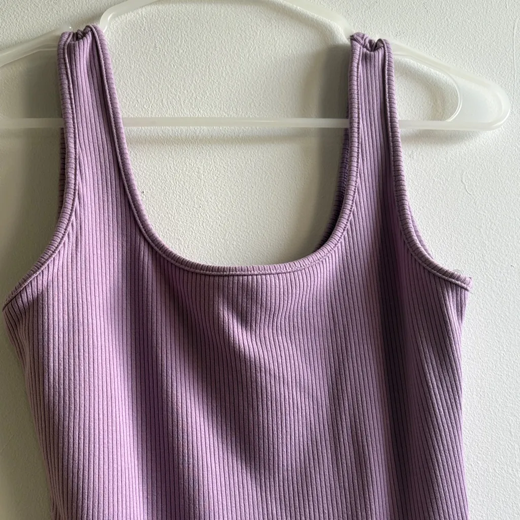 Lilac Ribbed Mini Dress - Image 2