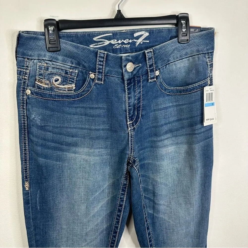 NWT Seven7 Women’s Size 10 Boot Cut Sequin Pockets Denim Blue Jeans - Image 3