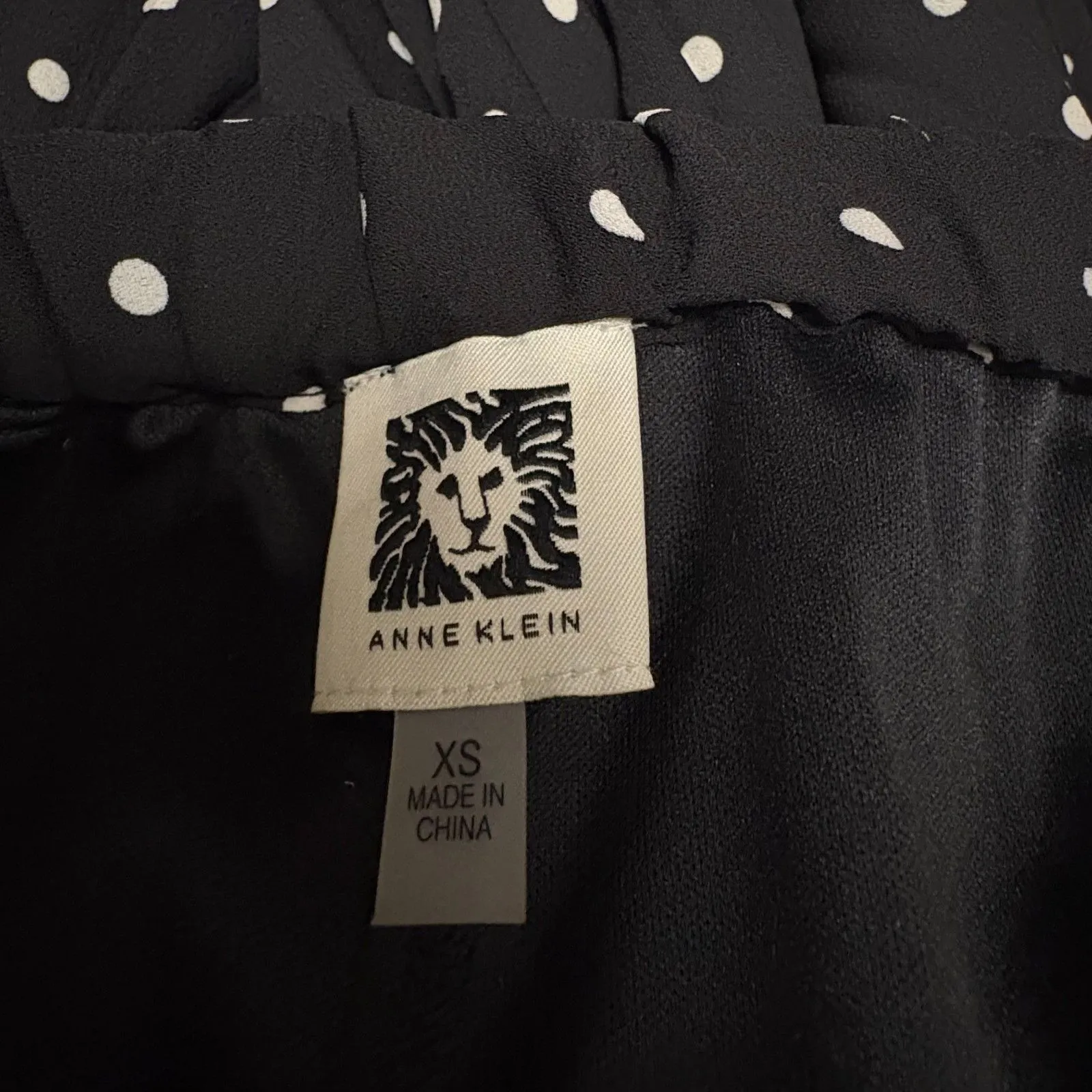 Anne Klein Micro Pleated Midi Skirt‎ Black Polka Dot Retro Femme Modest Size XS - Image 4