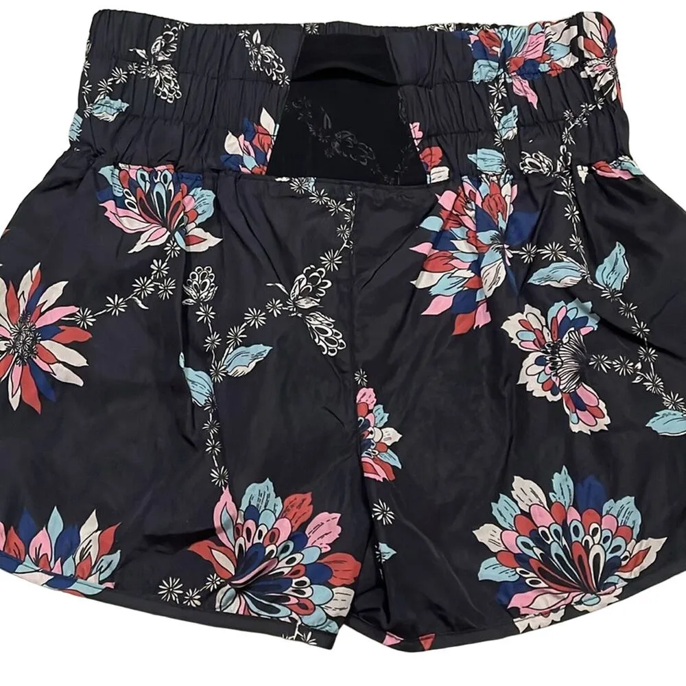 Free People Movement Running Shorts Women's Medium Floral The Way Home Black - Image 5
