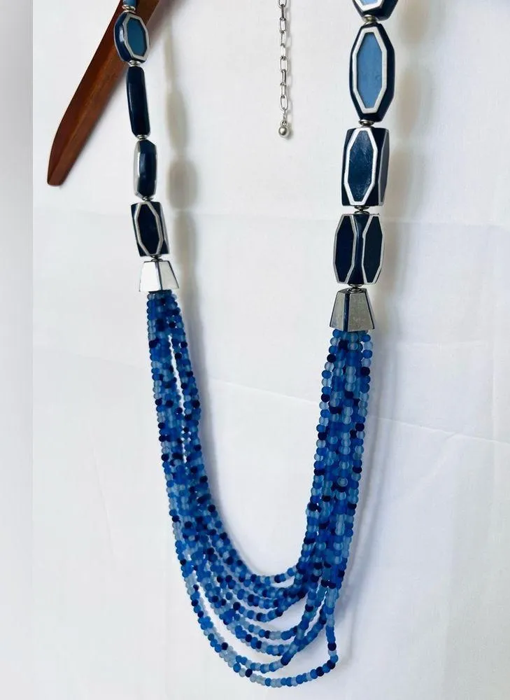 Chico’s | Blue Beaded Multi-Layer Rope Necklace - Image 5