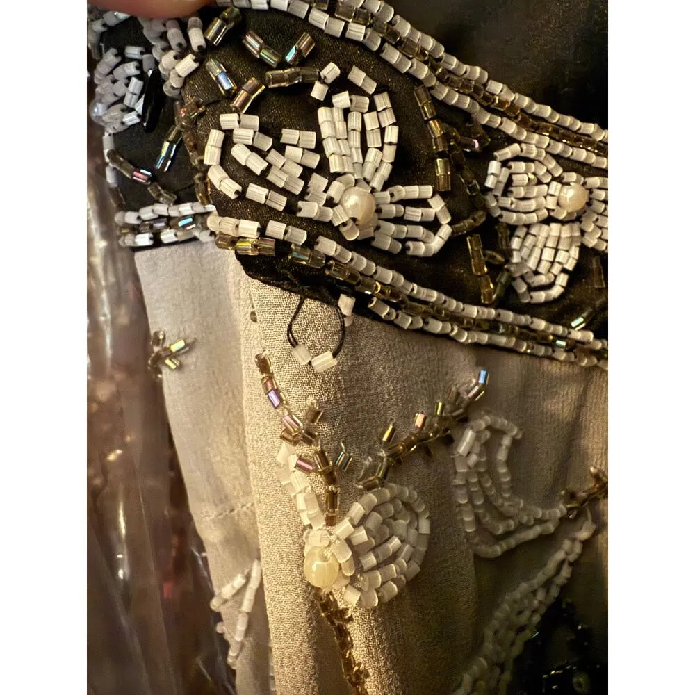 Sue Wong Nocturne Black Silver Silk Beaded Sleeveless Mini Dress Size 8 - Image 7