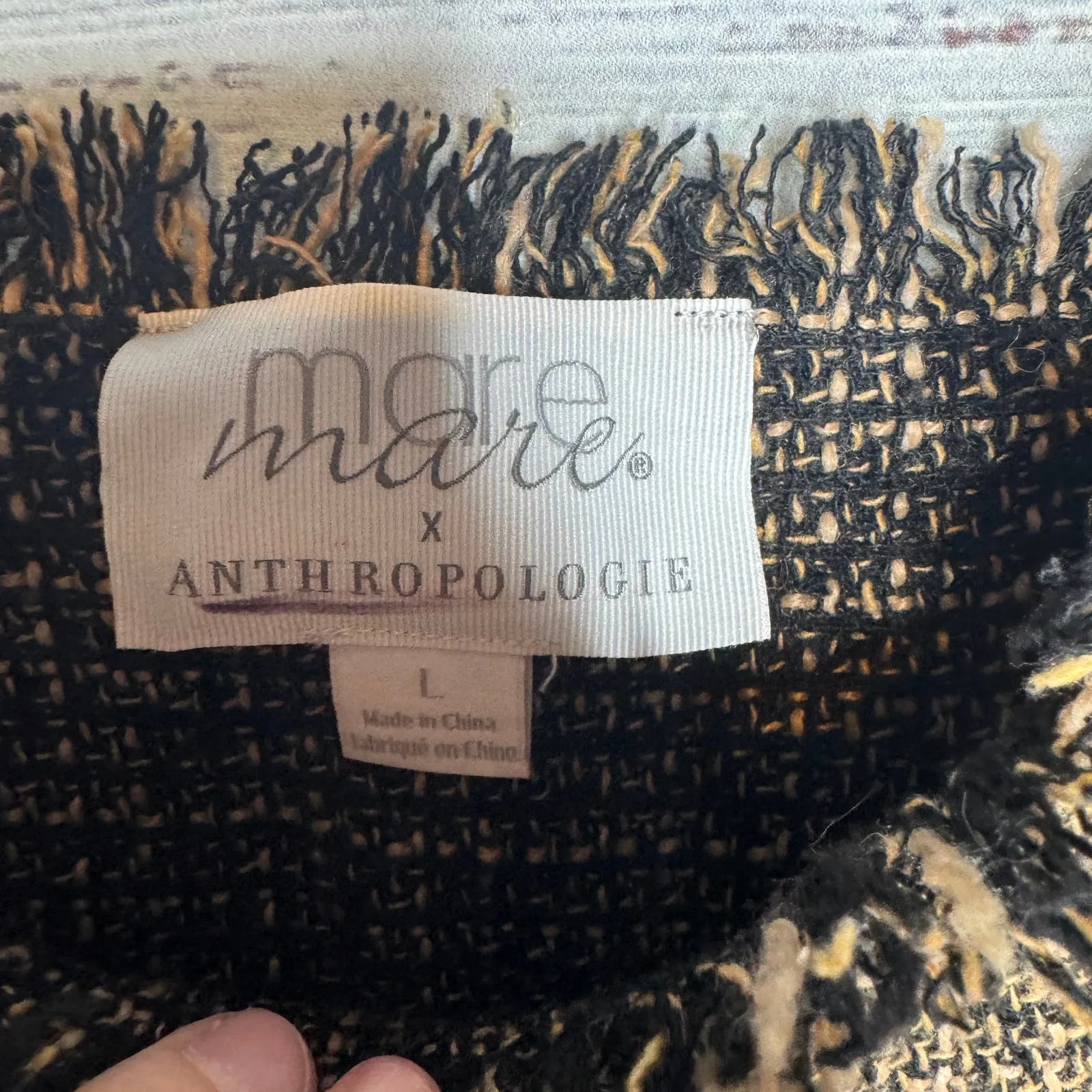 Mare Mare x Anthropologie Tweed Crop Top Frayed Edge Square Neck Lg - Image 3