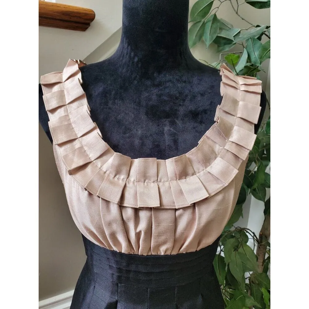 Jessica Howard Women's Black & Beige Round Neck Sleeveless Knee Length Dress 6P - Image 5