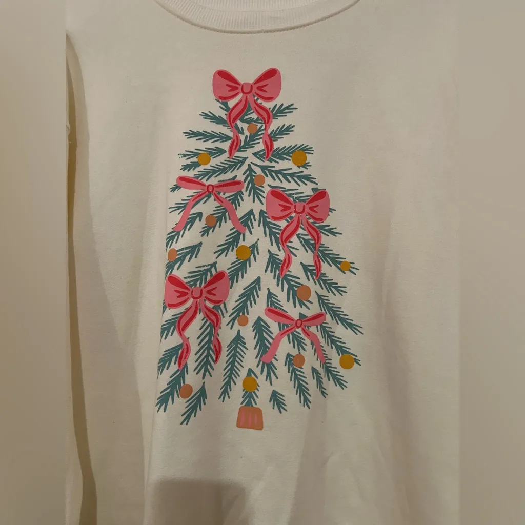 Holiday Time Christmas Tree Bow Graphic Sweatshirt – Size Small, NWOT - Image 4