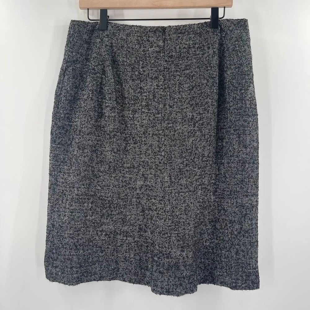 ANN TAYLOR Skirt Size 12 Virgin Wool Blend Tweed Black Business Casual Office - Image 2
