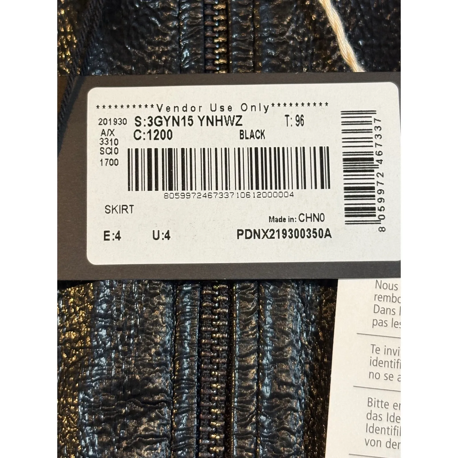 Armani Exchange Black Patent Vinyl High Waisted Zip Front Mini Skirt Size 4 NWT - Image 9