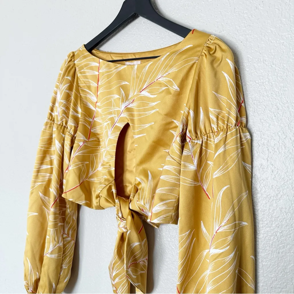 Camila Coelho Marcia Top Gold Tropical Metallic Resort Party‎ Blouse Size S - Image 5