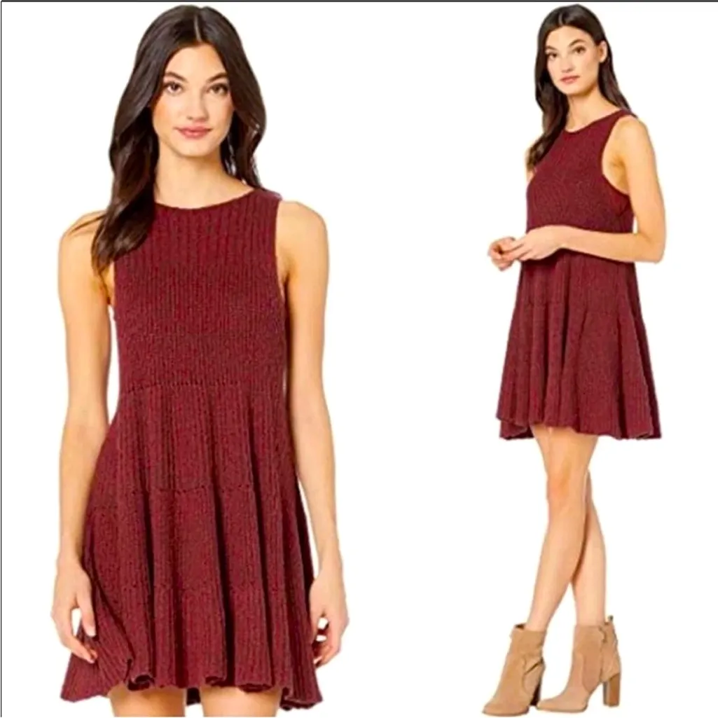 Free People Waterfall Sweater Dress Red - Image 3