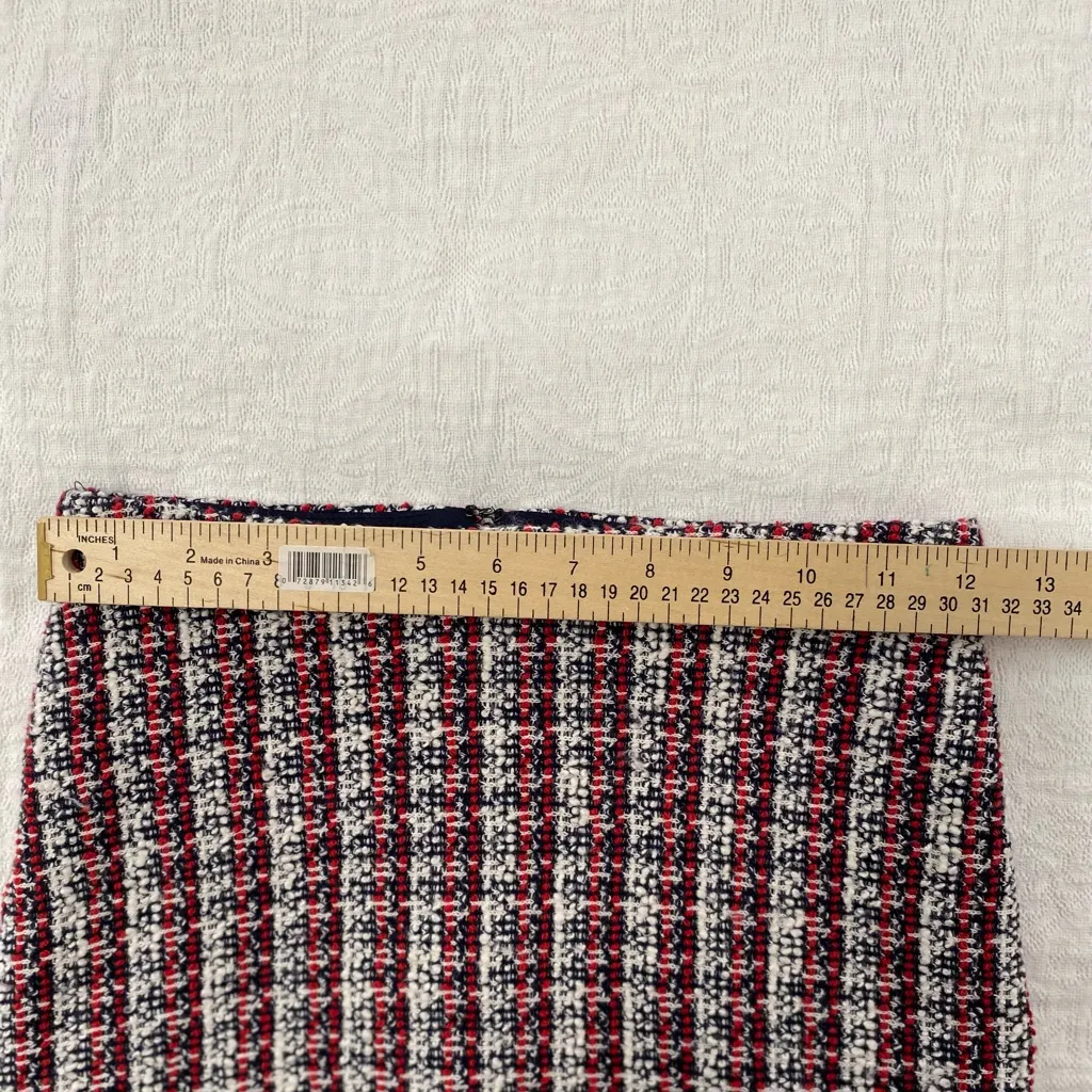 Bailey 44 Women’s Sz XS Red White Blue Tweed Pencil Skirt Stretch Knee Length - Image 7