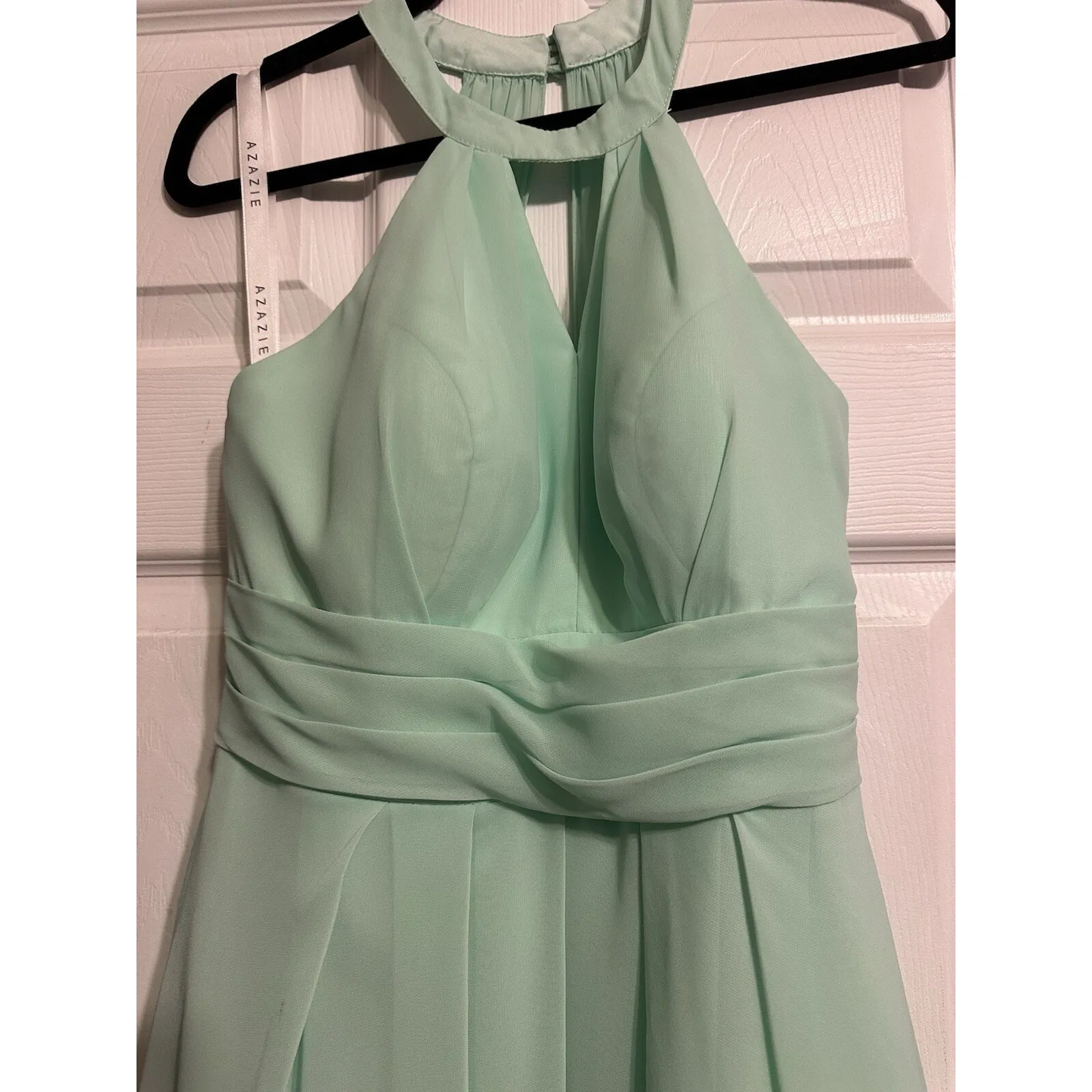 Azazie Mint Halter Dress Green Size 8 - Image 2