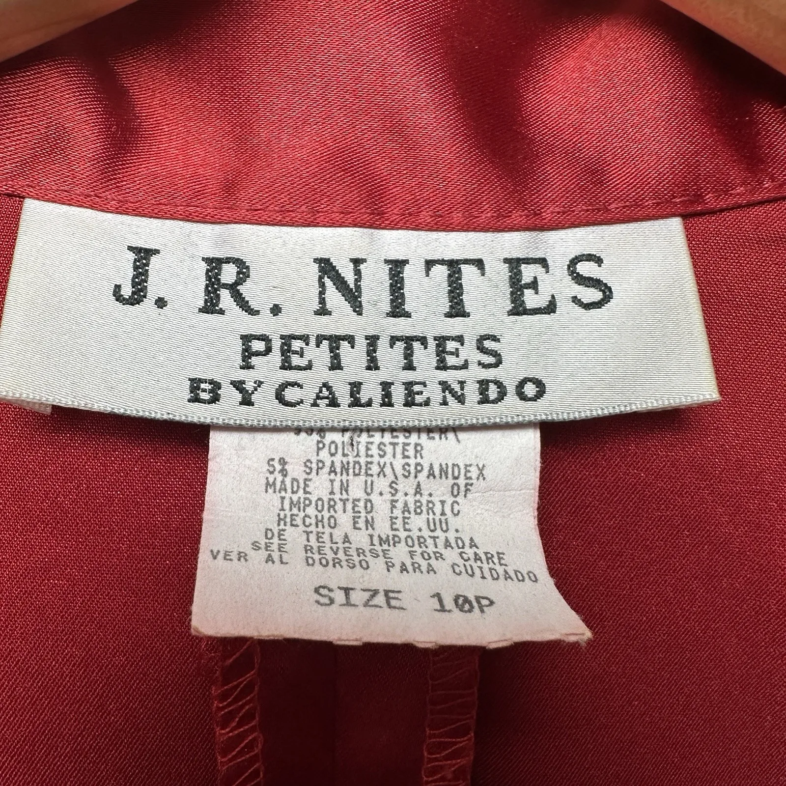 VTG Y2K J.R. Nites Red Satin Wrap Blazer Blouse Rhinestone Bow Evening Top 10P - Image 4