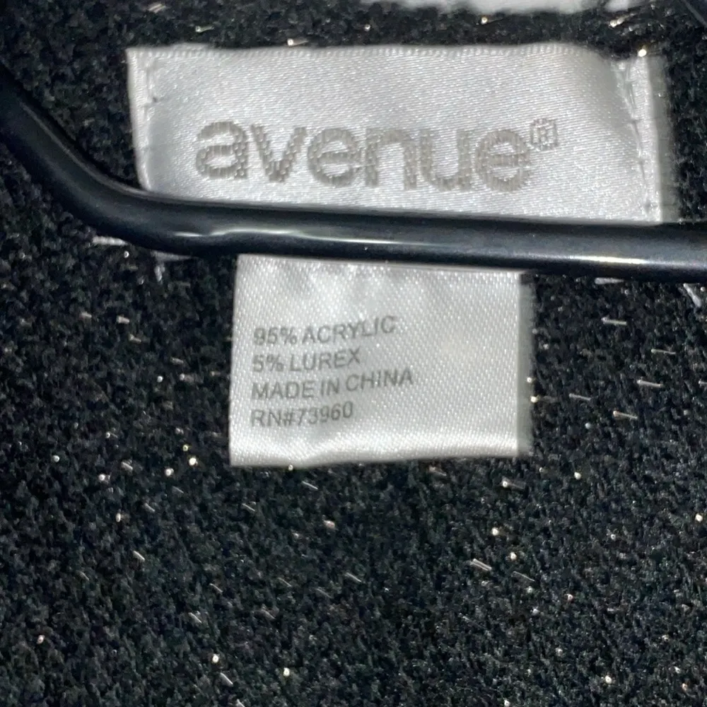 AVENUE OSFM WOMENS BLACK GOLD METALLIC THREADS OPEN FRONT WRAP FRINGE BOTTOM EUC - Image 5