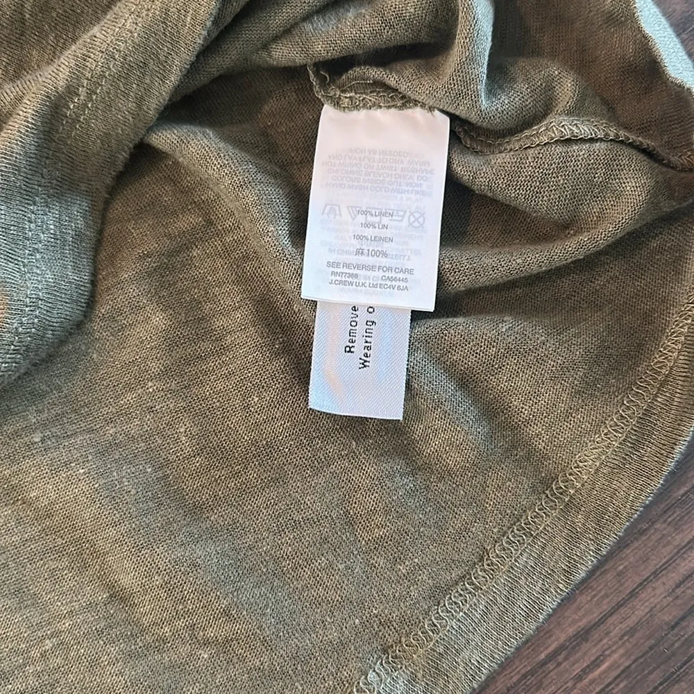 NWT JCrew Olive Linen Flutter Sleeve Tee Sz M - Image 9