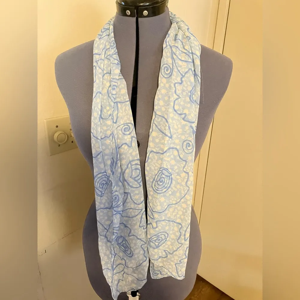 Vintage Blue Camellia Scarf 12”x55” - Image 2