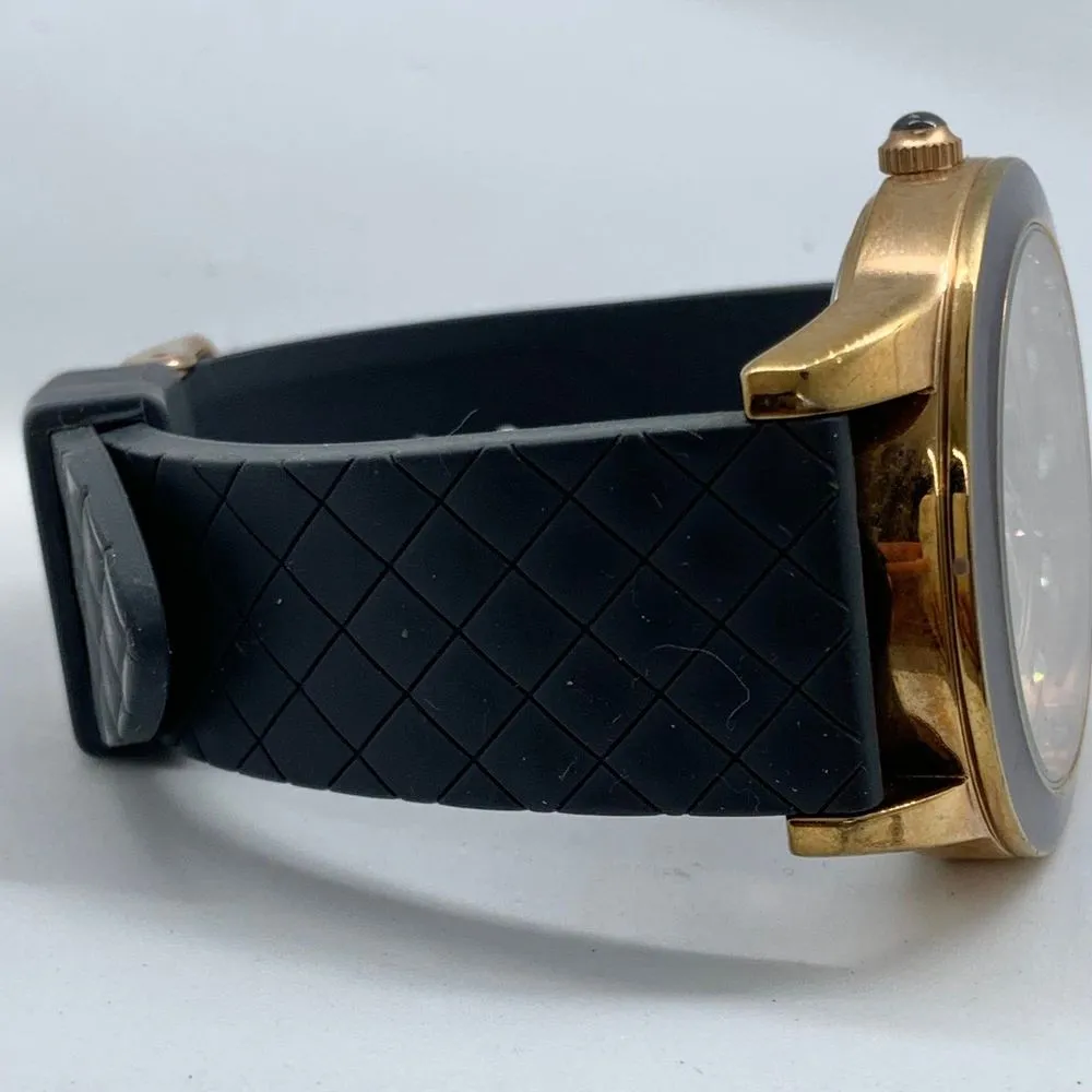 LIZ CLAIBORNE 43mm rose gold case dial Women WATCH Gray Bezel Silicone Band runs - Image 5