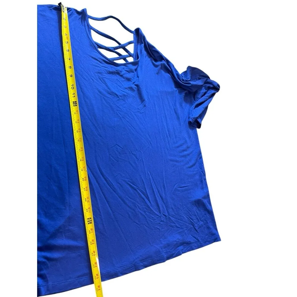 Signature Weekend Royal Blue Long Sleeve Criss Cross Cut Out Tunic Swing Tee 1X - Image 8