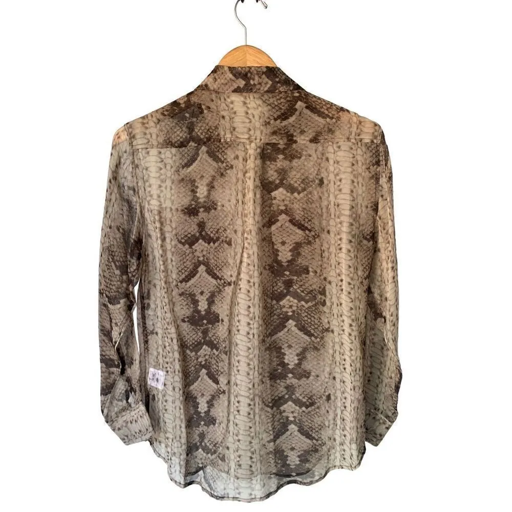 Equipment Femme 100% Silk Signature Slim Fit Button-Up Snake Print Shirt - Image 5