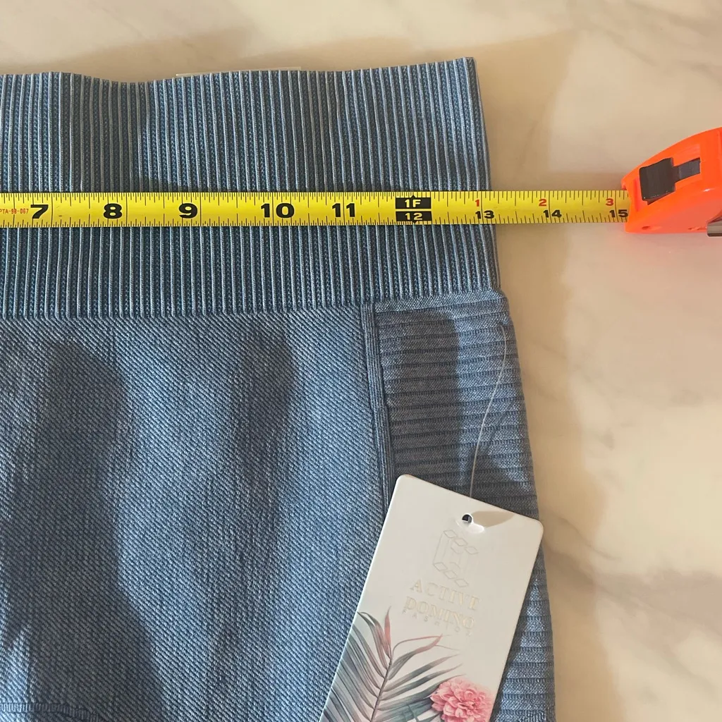 Active Domino Fashion Seamless Ribbed Sports Bra & Leggings Set Blue L Size L - Image 3