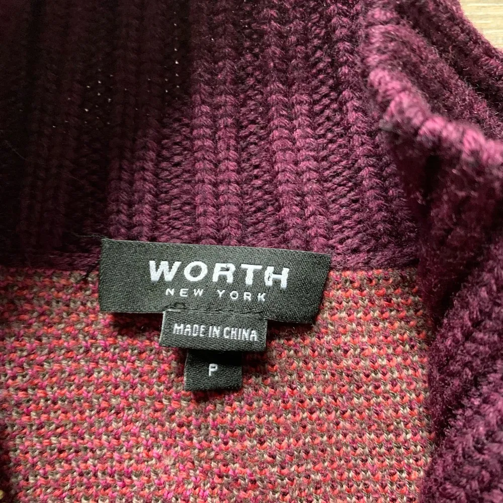 Worth New York Colorblock Zip Up Wool Sweater P Purple Size undefined - Image 4