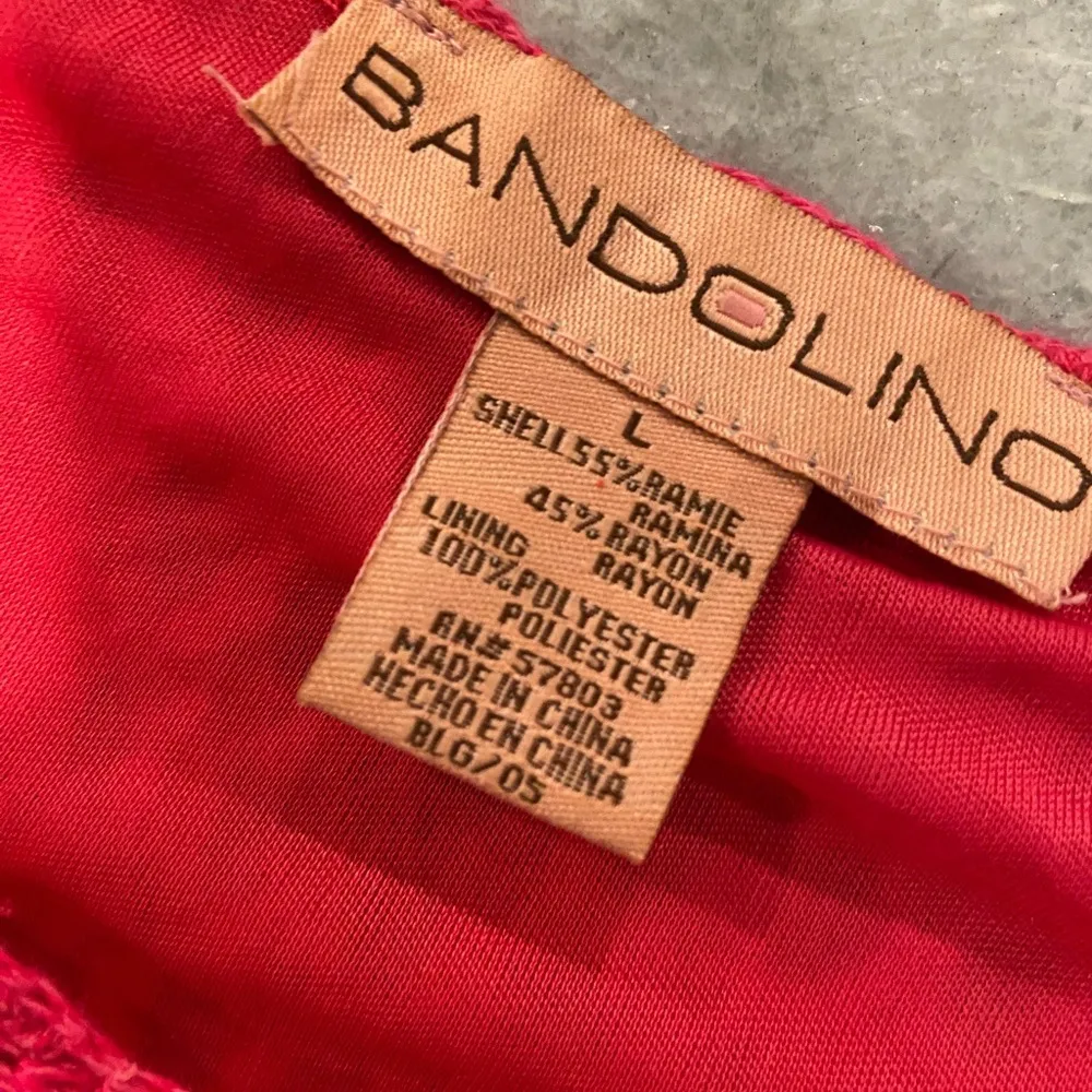 Bandolino Size L Pink Crochet 3/4 Sleeve Ramie Blend Top 3/4 Sleeve Scoop Neck - Image 11