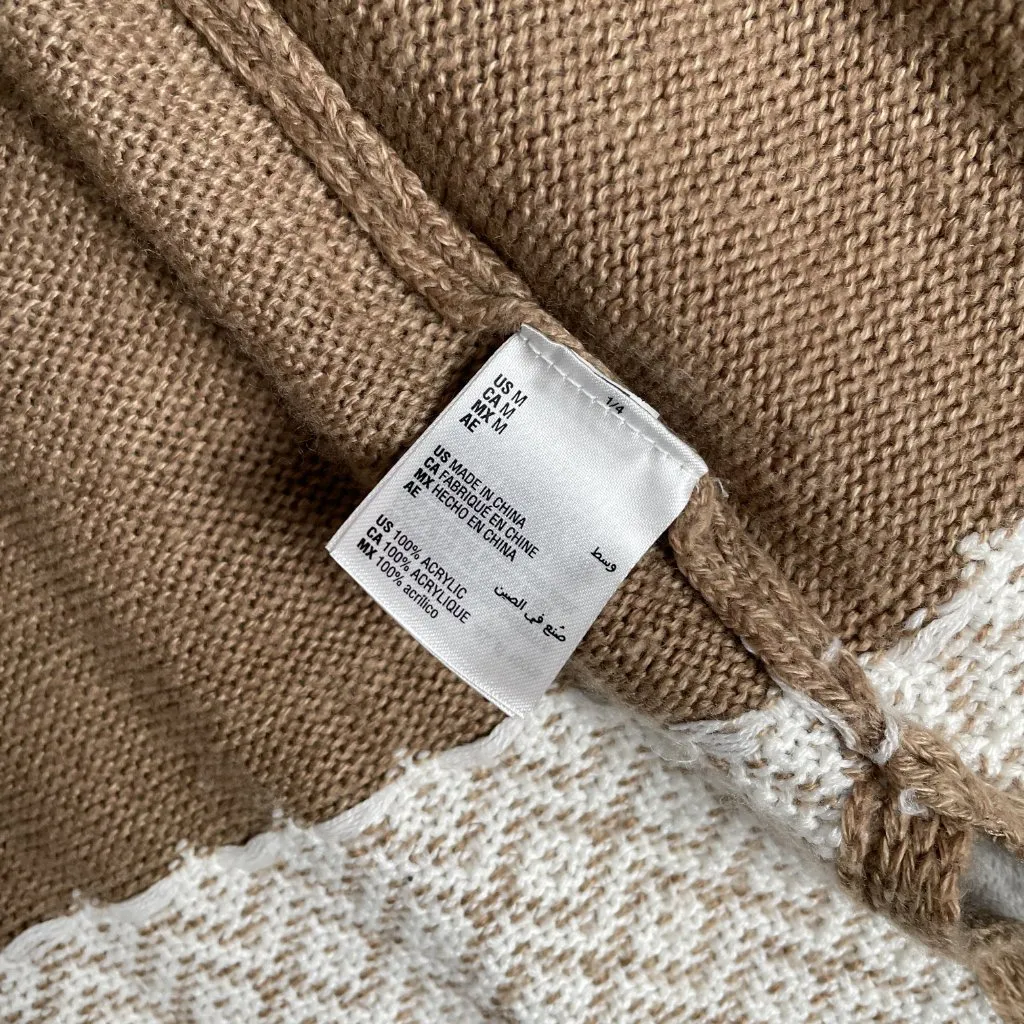 Karen Scott Open-Front Side-Slit Cardigan Womens M Tan Brown Cozy Light Academia - Image 6