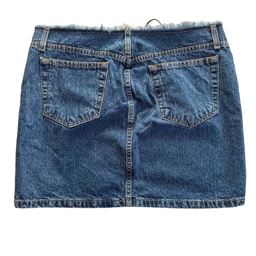 Y2K Denim Mini Skirt with Lace Up Waist Blue Size undefined - Image 4