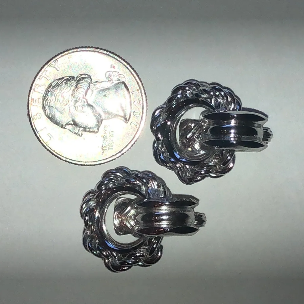 Sperry Brand Vintage Silver Tone Twisted Rope Boho Earrings - Image 4