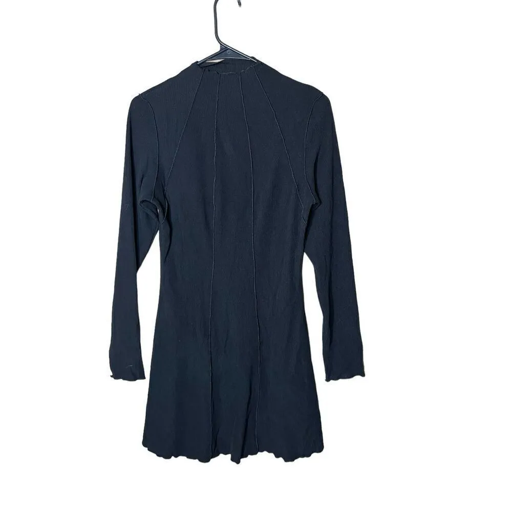 Cider Black Ribbed Long Sleeve Dress‎ - Image 2