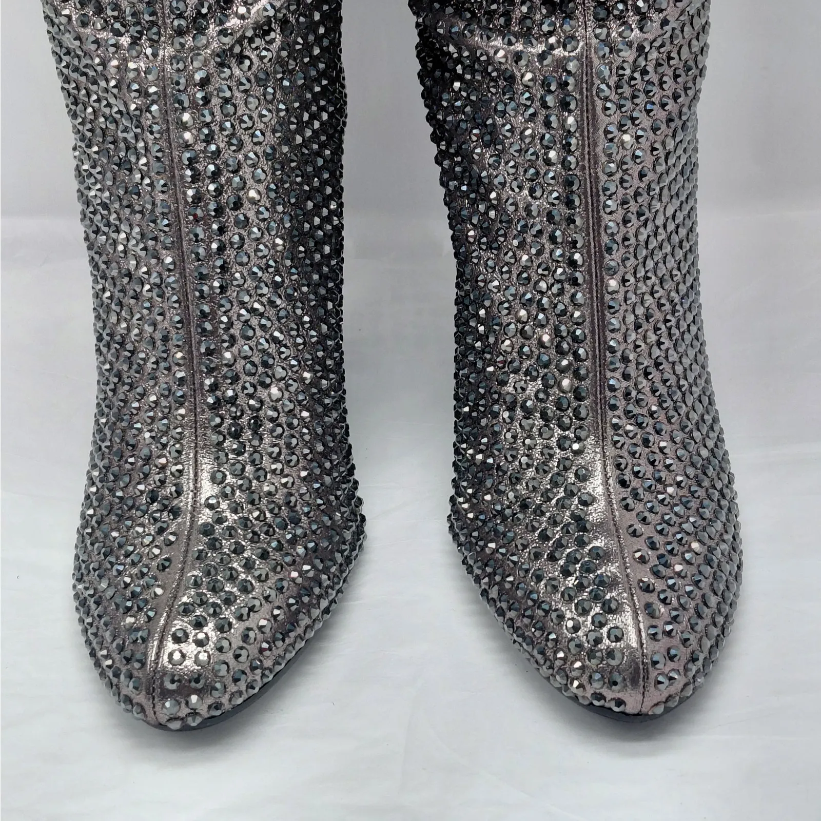 INC Gerii3 Rhinestone Slouchy Knee High Boots Women’s 5.5 Pewter High Heel Silver - Image 6