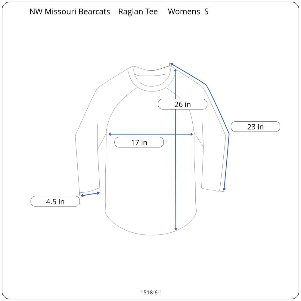 Northwest Missouri State Bearcats Raglan Shirt Womens S Grey Green 3/4 Sleeve - Image 3
