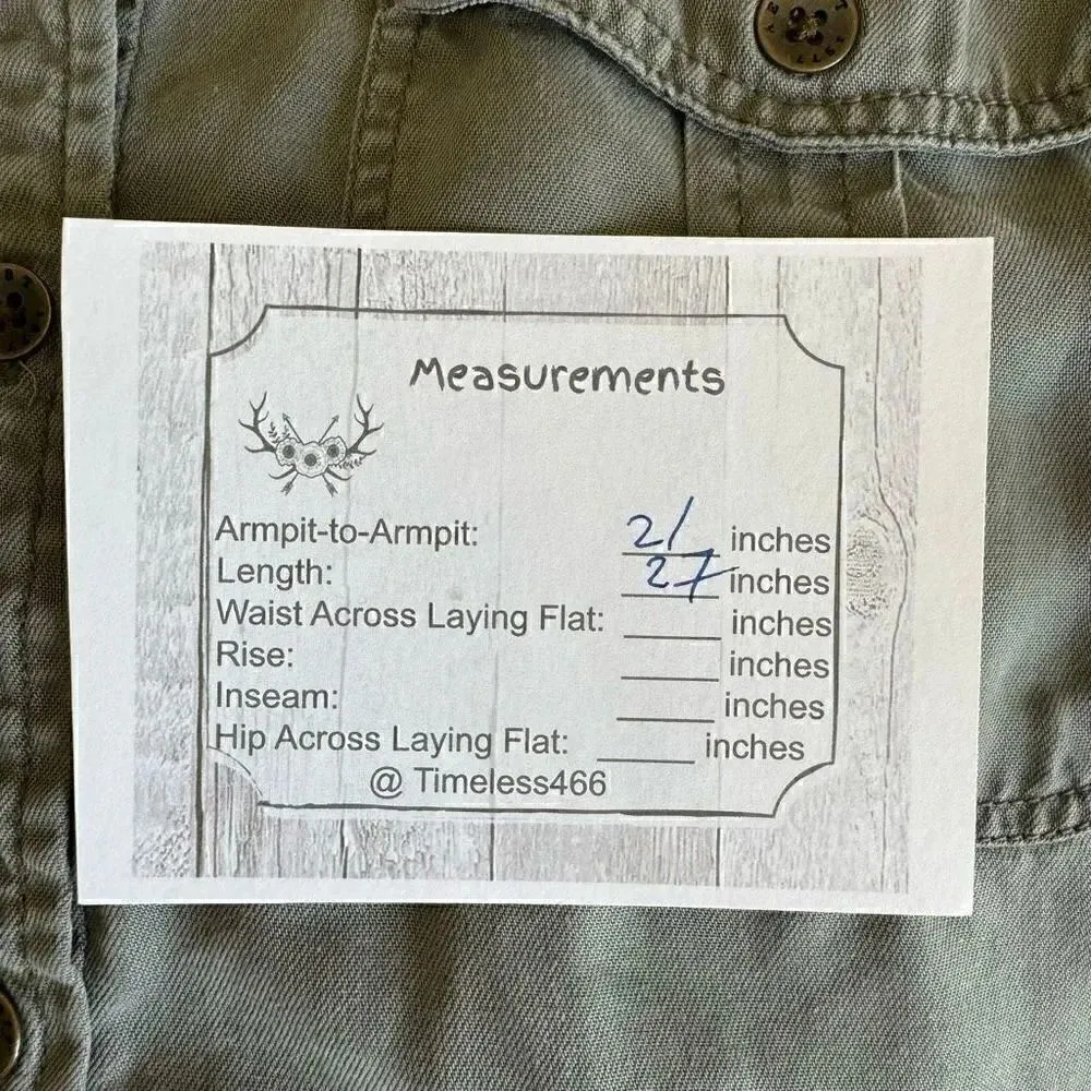 American Eagle Lyocell Olive Green Button Down Utility Shirt Oversized Fit SZ S - Image 4